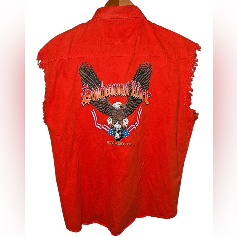 Motorcycle Apparel "Southern Most Rider" Key West FL Biker Vest Size XL Denim